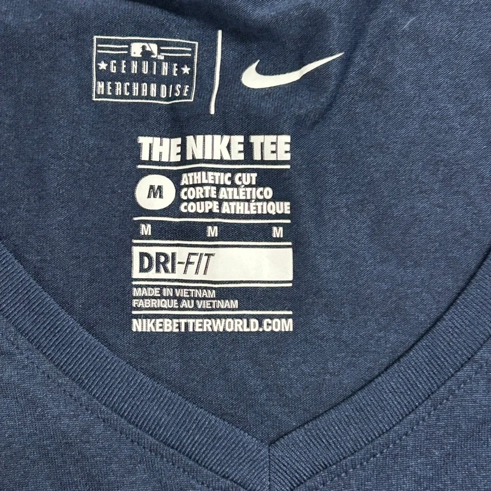 Nike T-Shirt Womens Size M Navy Blue Houston Astros Dri-Fit V-Neck Athletic Cut